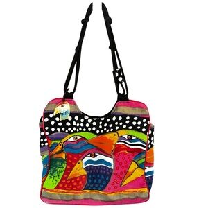 Laurel Burch Sky Spirit Birds Canvas Large Shoulder Bag Tote bird weekender